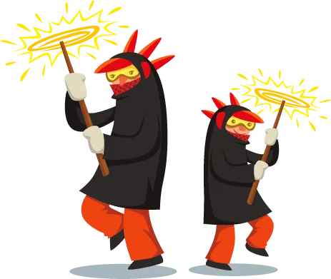 Dibuix de dos diables amb les maces enceses